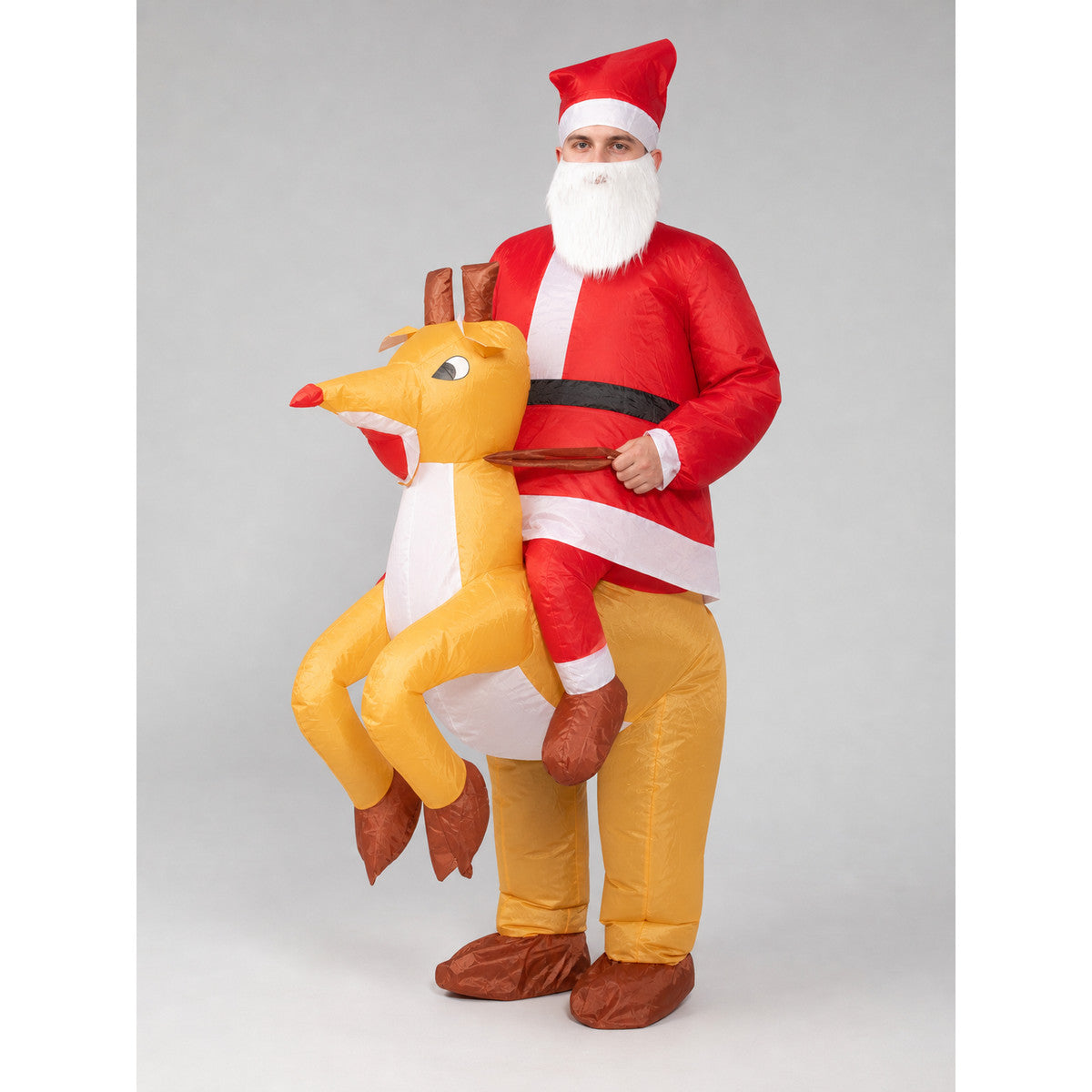 Inflatable Deer Costume with Santa Hat and Beard