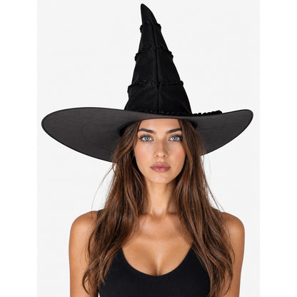 Black pointed witch hat with wide brim product view 16