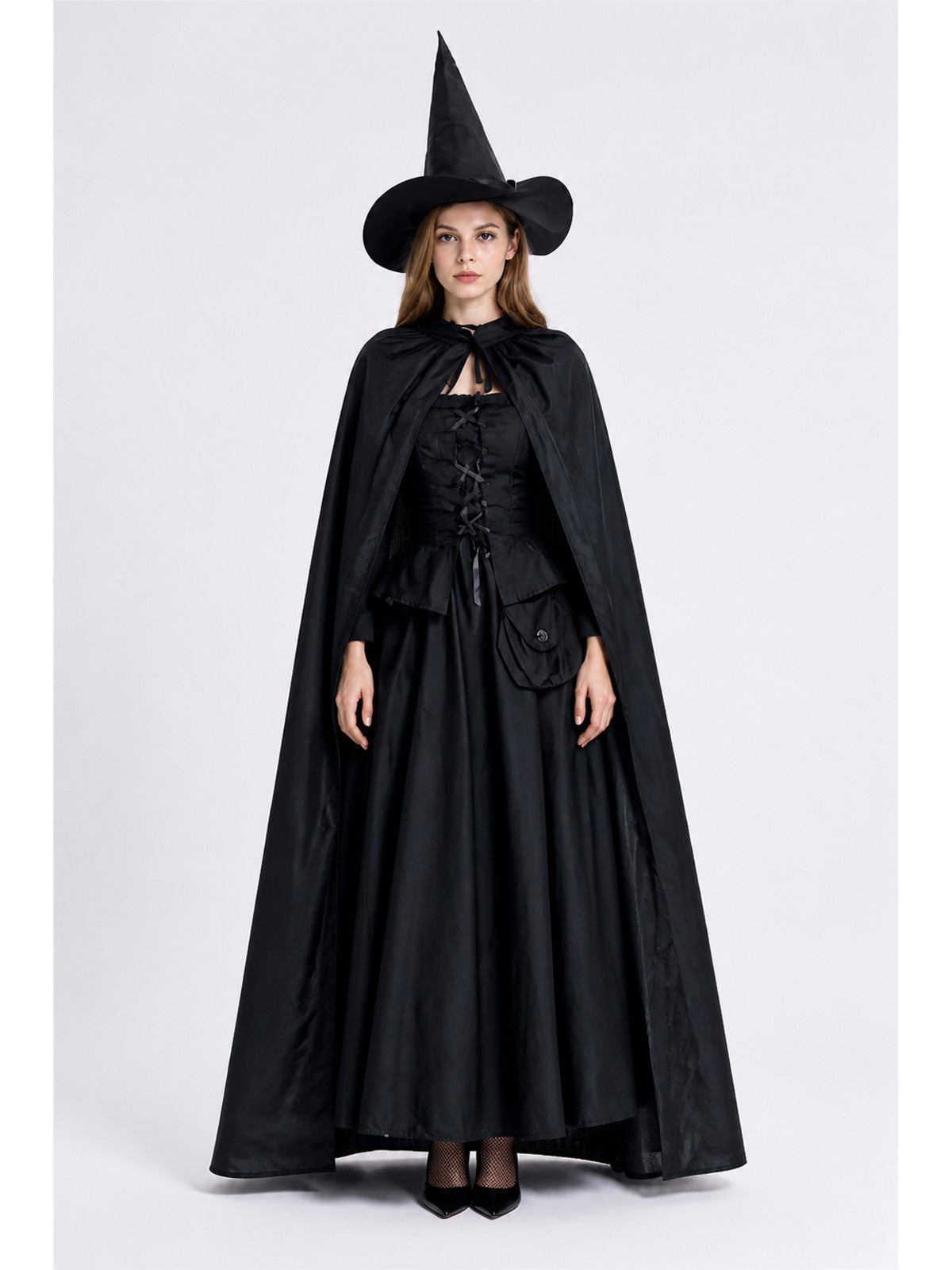 Halloween Witch Costume with Cape and Hat main product view