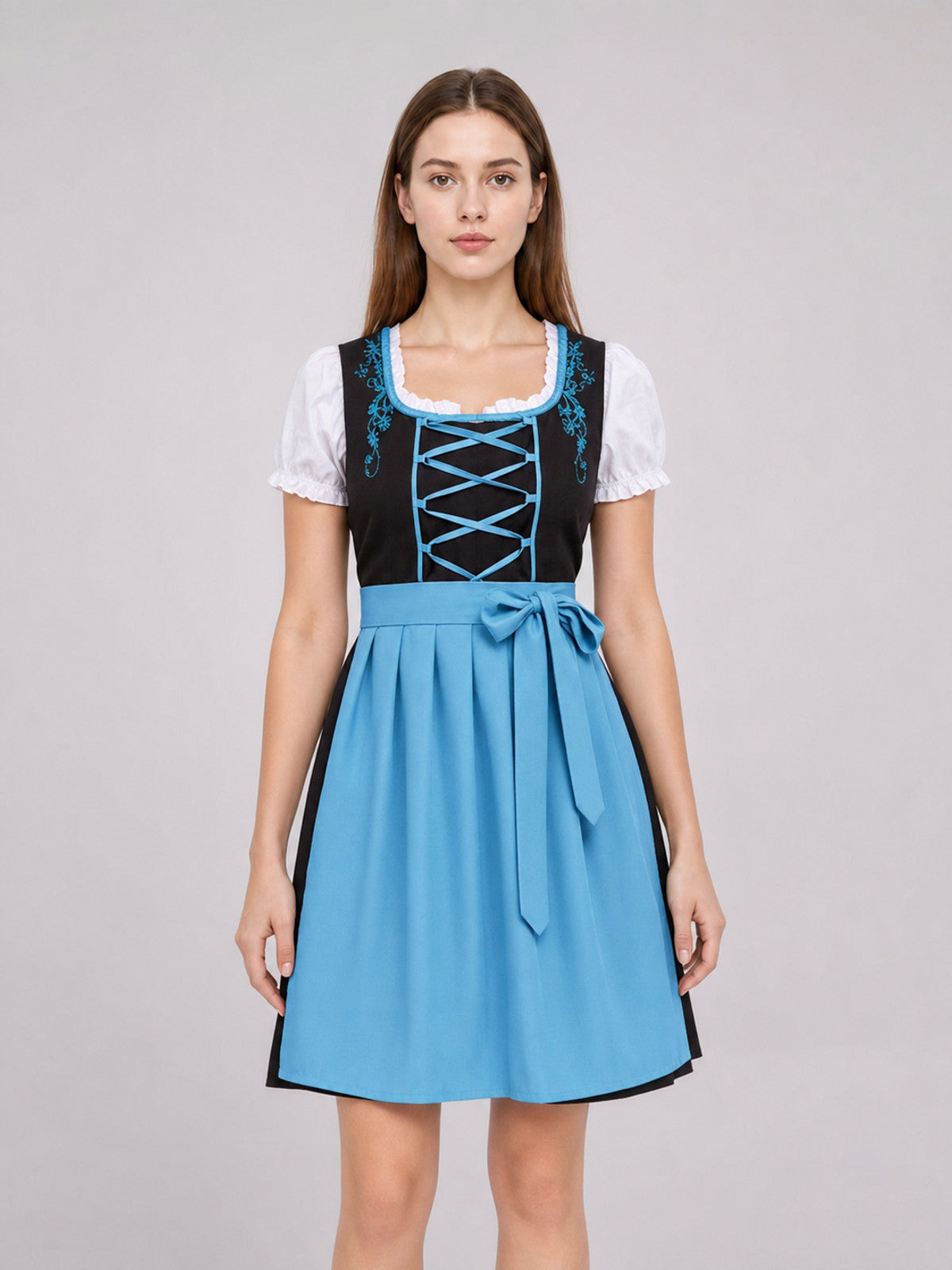 Dirndl-Style Carnival Dress with Apron front view
