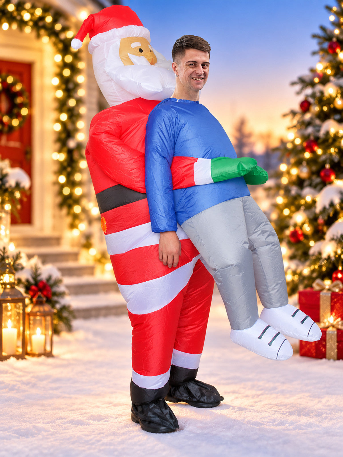 Inflatable Santa Claus Costume with Beard, Hat, and Belt