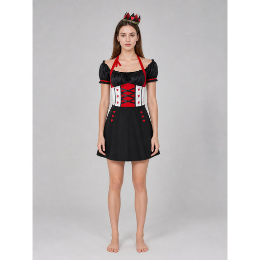 Carnival Costume with Hearts, Crown, and Stockings