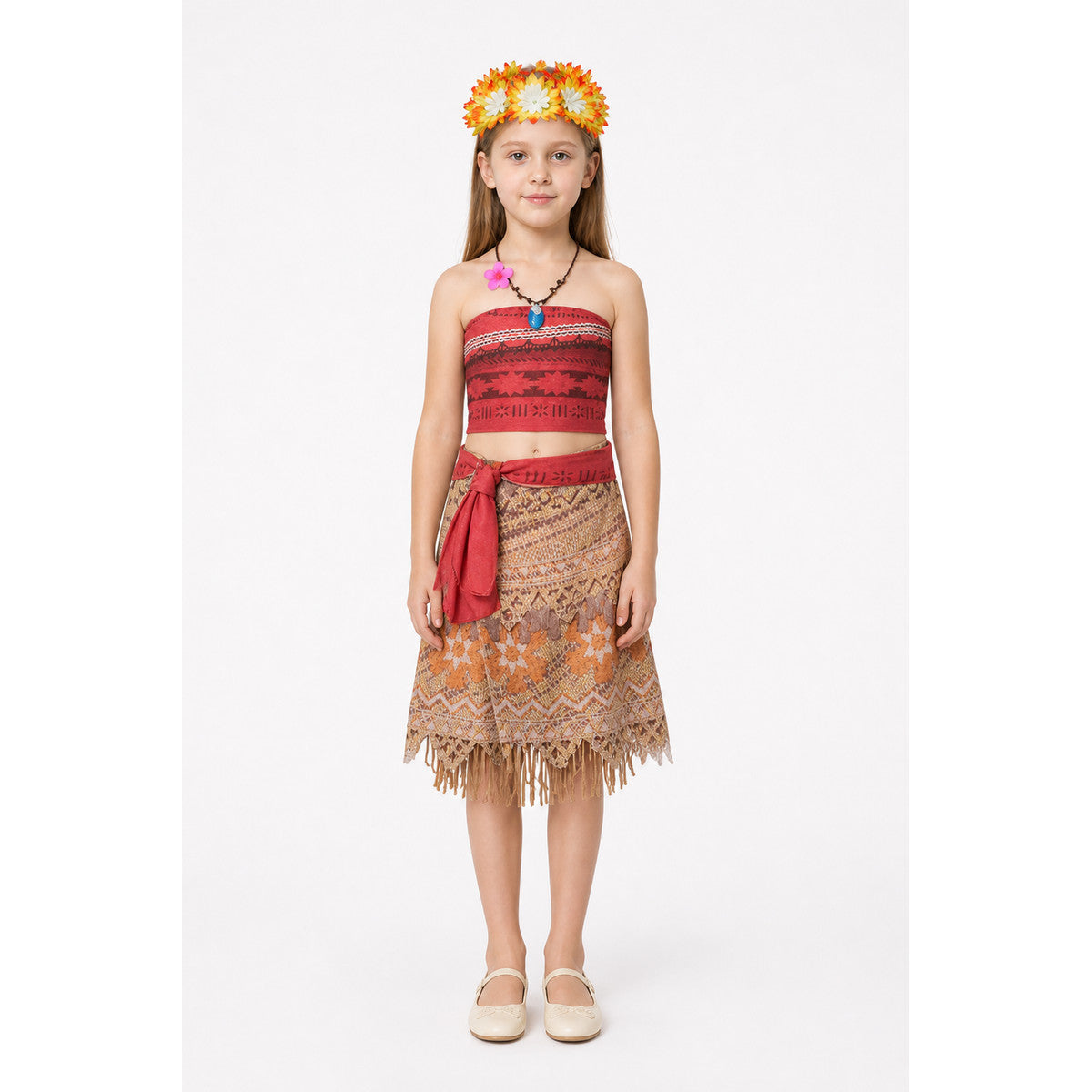 Moana Carnival Costume with Skirt and Flower Crown main product view