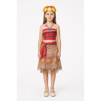 Moana Carnival Costume with Skirt and Flower Crown main product view
