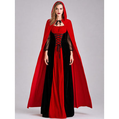 Vampire Costume with Dress and Hood for Halloween front view