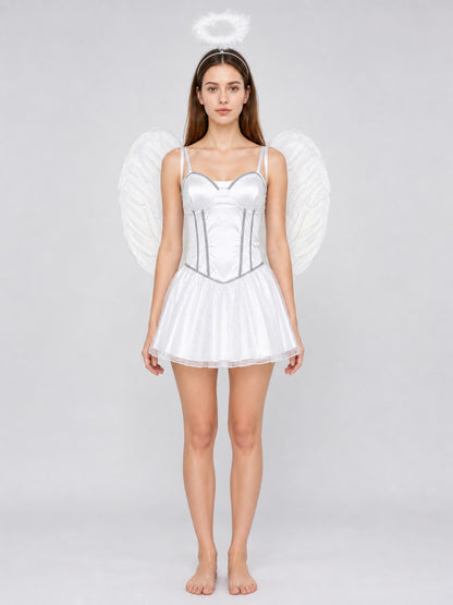 Angel Costume with Wings and Halo front view