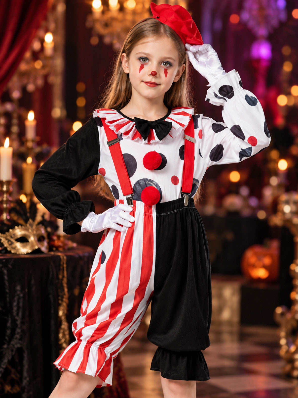 Kids' Clown Carnival Costume with Headpiece