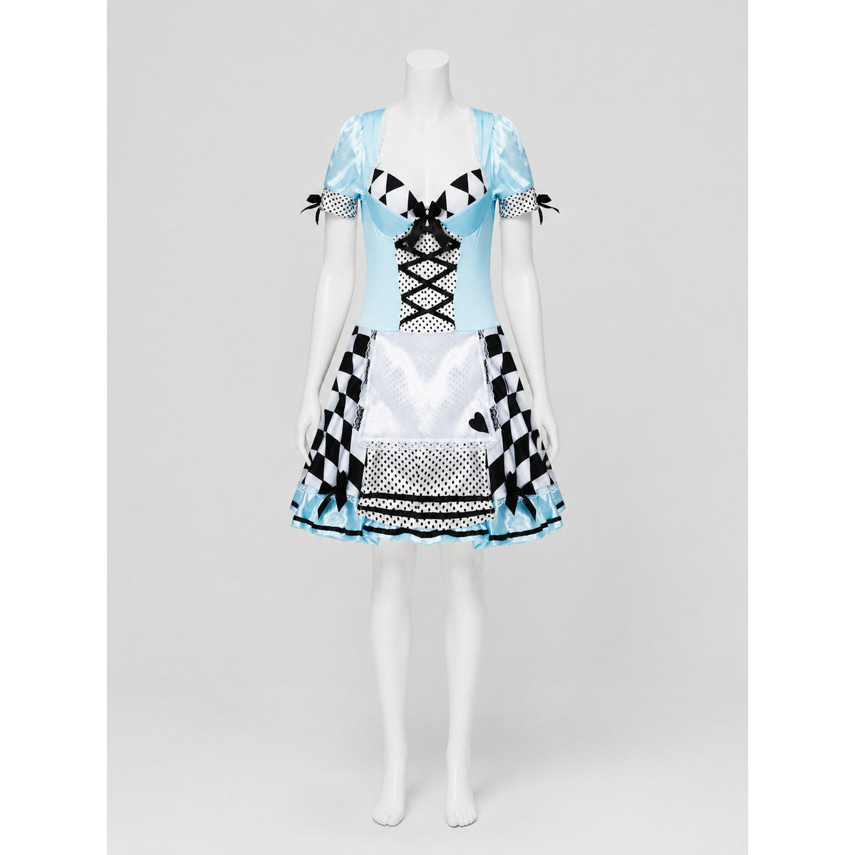 Alice Halloween Dress with Apron and Bows on-model view