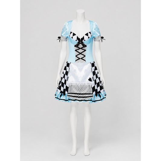 Alice Halloween Dress with Apron and Bows on-model view