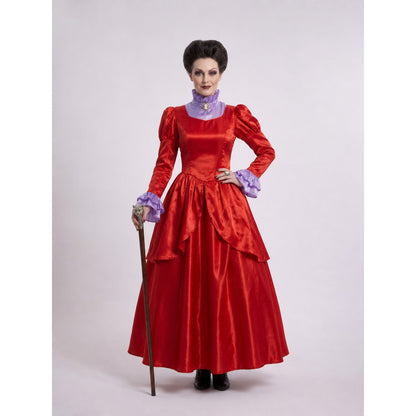 Red Queen Stage Costume with a High Collar