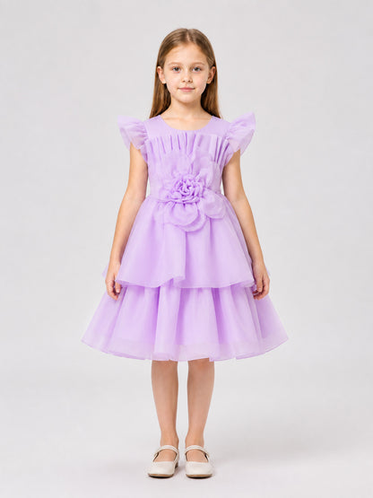 Festive Tulle Princess Dress with Bow on-model view