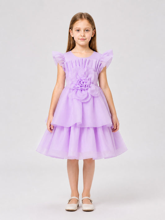 Festive Tulle Princess Dress with Bow on-model view