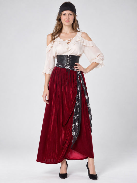 Pirate Costume with Blouse and Black Head Scarf