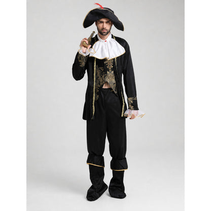 Pirate Costume with Hat, Jabot, and Pants on-model view