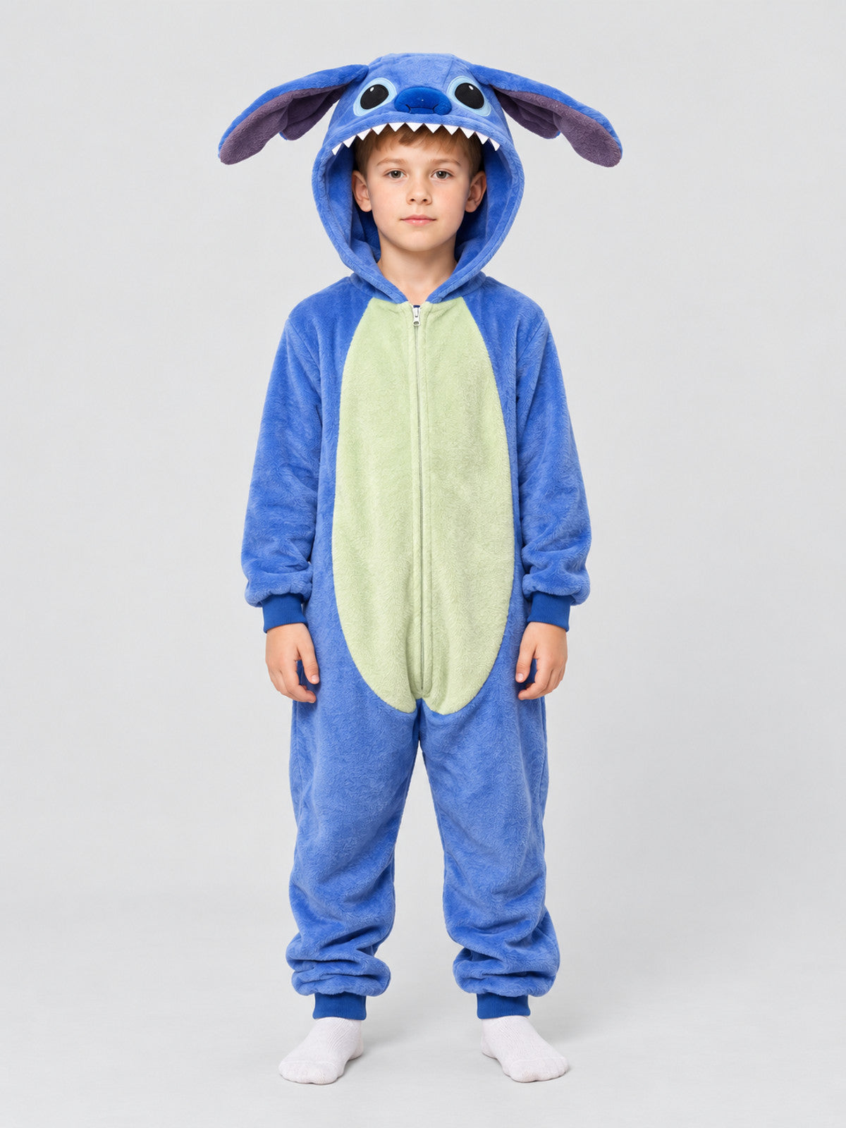 Blue Kigurumi Jumpsuit with Hood and Voluminous Ears