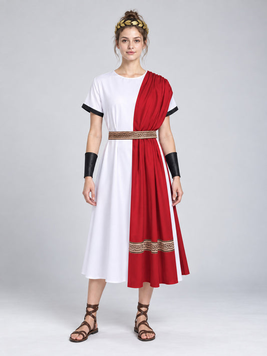 Greek-Style Costume with White Tunic and Wreath