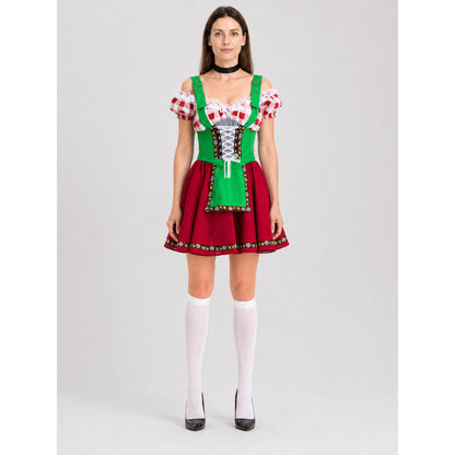Folk Costume with Red-and-White Plaid for Oktoberfest on-model view