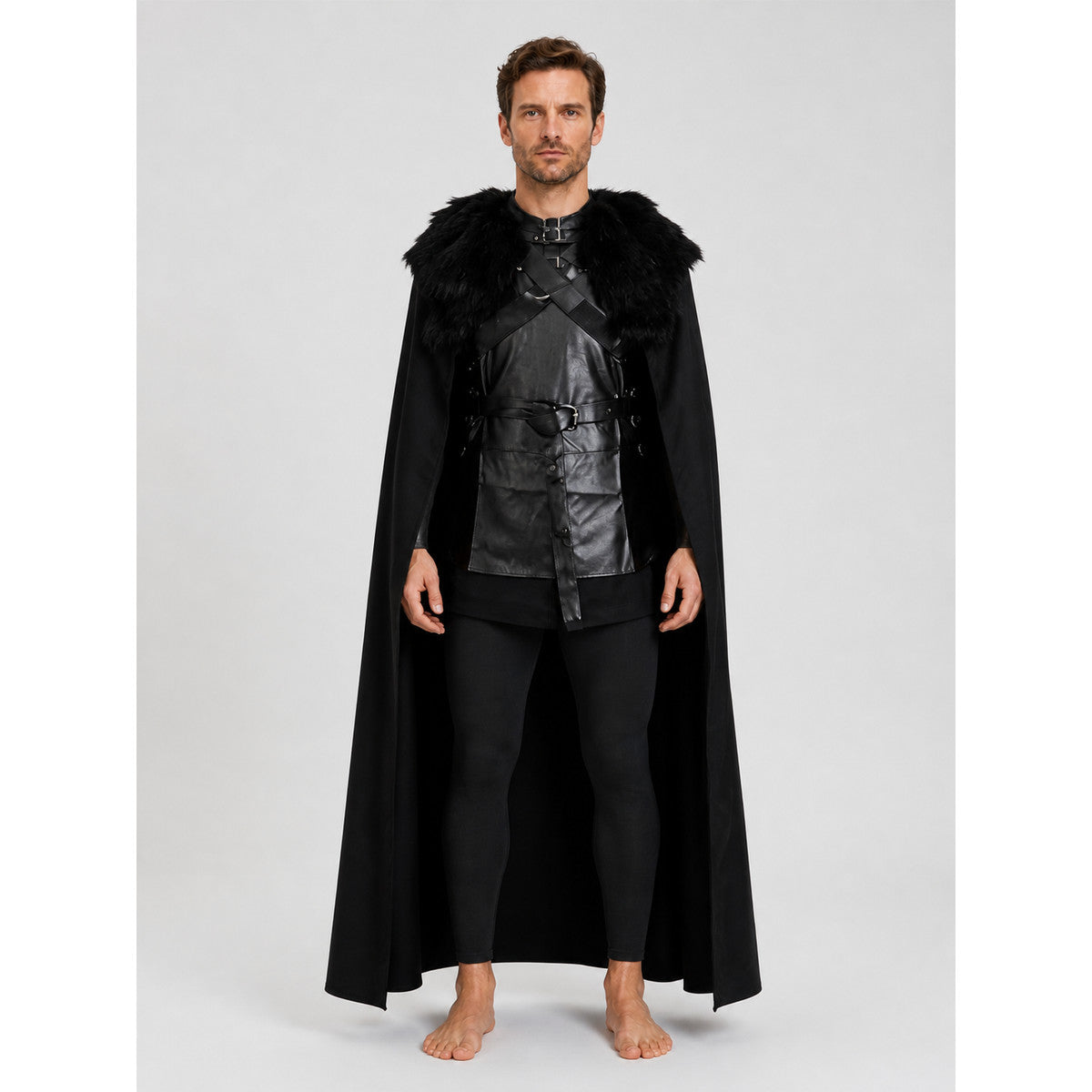 Jon Snow Cosplay Costume from Game of Thrones: Cape, Vest on-model view