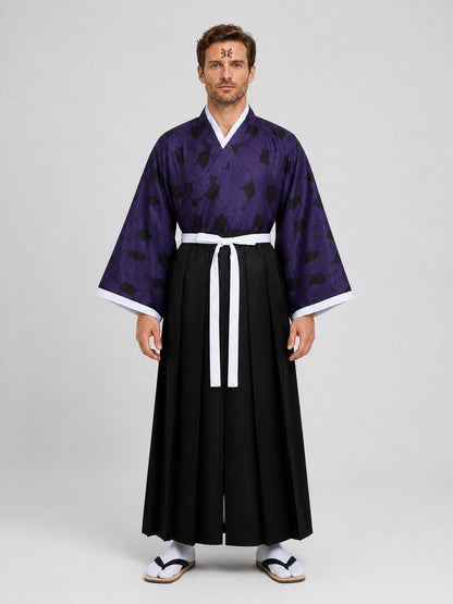 Kokushibo Cosplay Costume: Haori, Yukata, Kimono on-model view