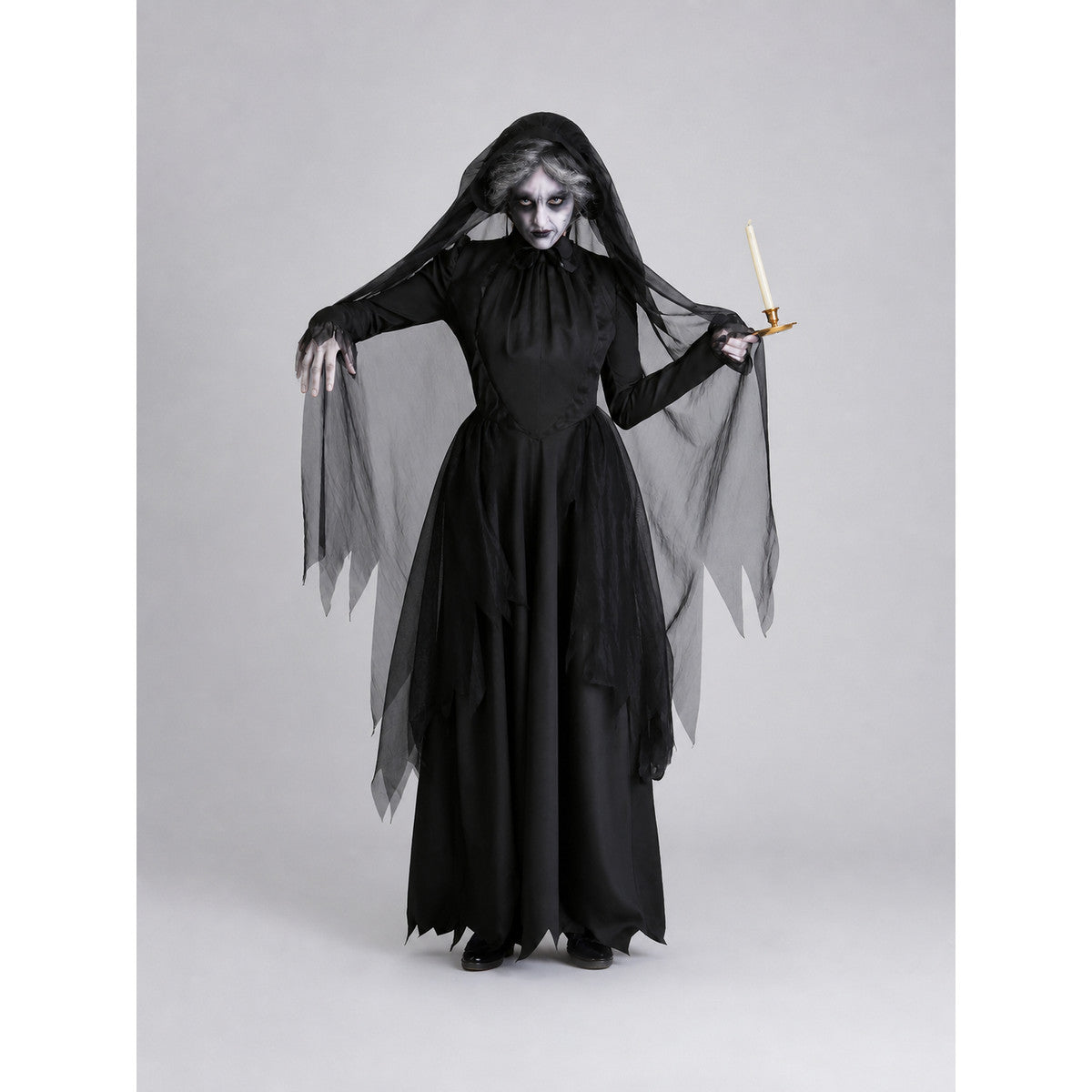 Halloween Costume: Black Dress with a Long Veil