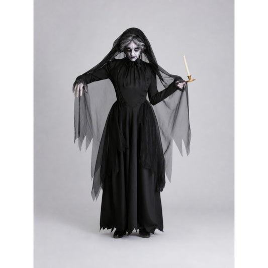Halloween Costume: Black Dress with a Long Veil
