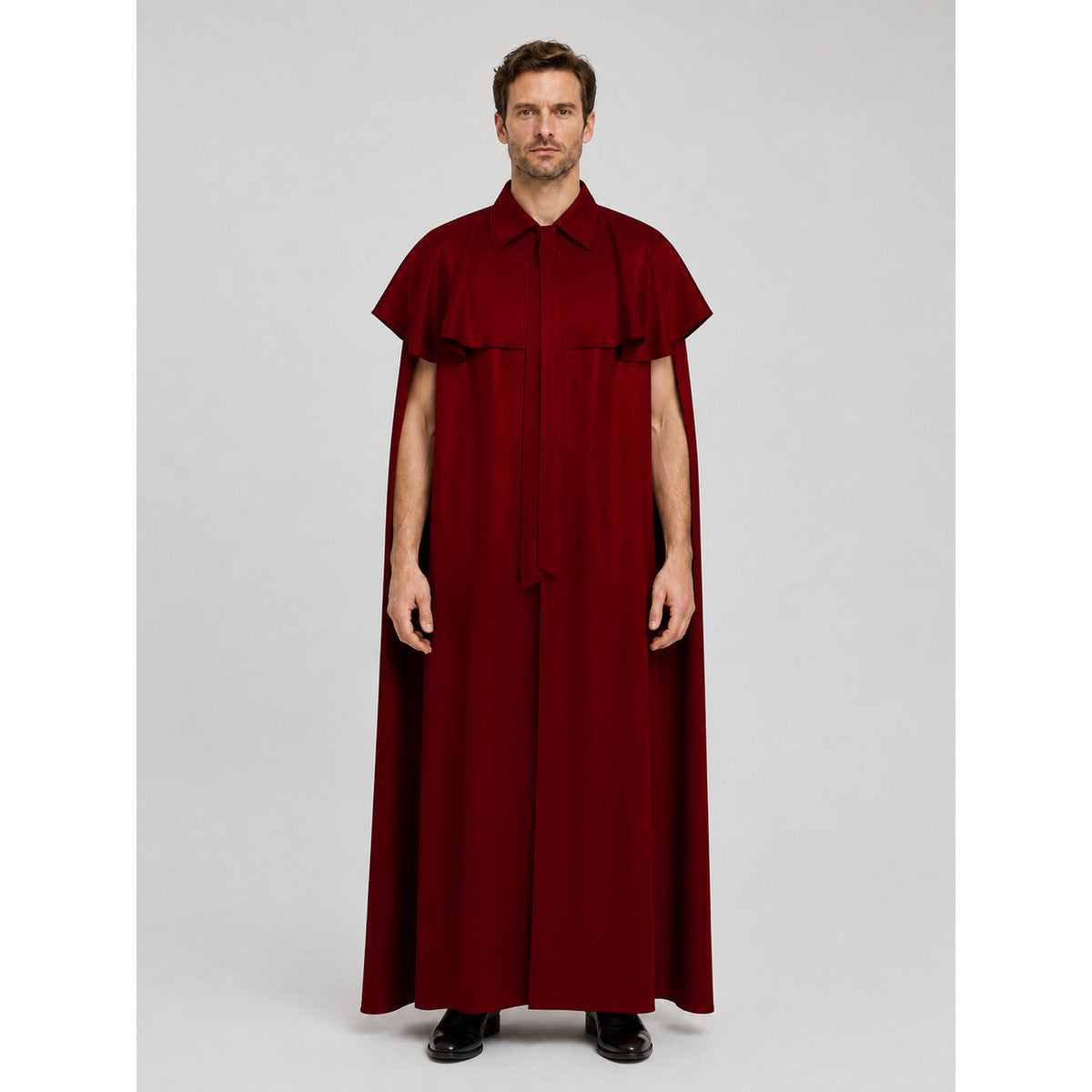 Long Red Death Cloak for Cosplay and Halloween on-model view
