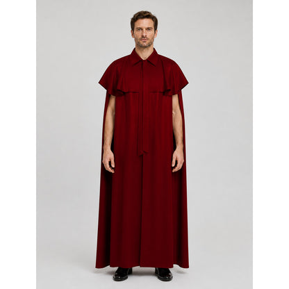 Long Red Death Cloak for Cosplay and Halloween on-model view