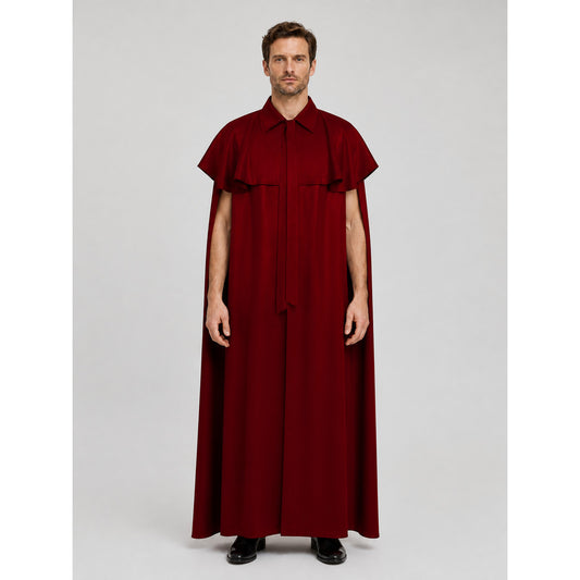Long Red Death Cloak for Cosplay and Halloween on-model view