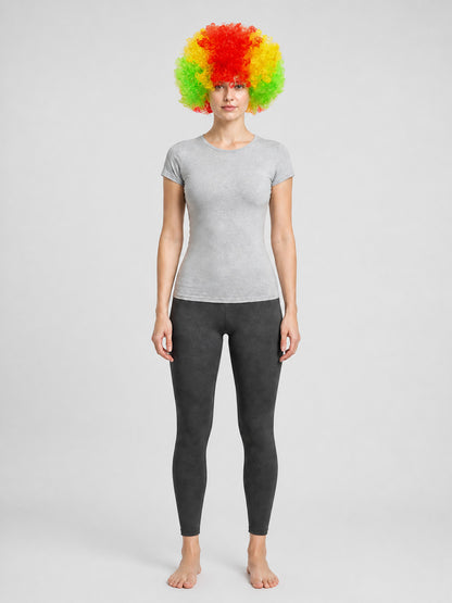 Clown Wig, Full and Curly, Red-Yellow-Green on-model view