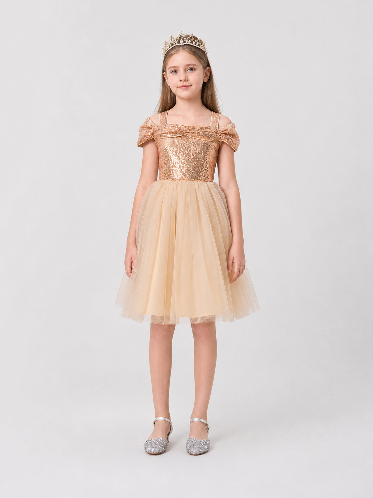Princess Dress with Sequins, Full Skirt, and Tulle