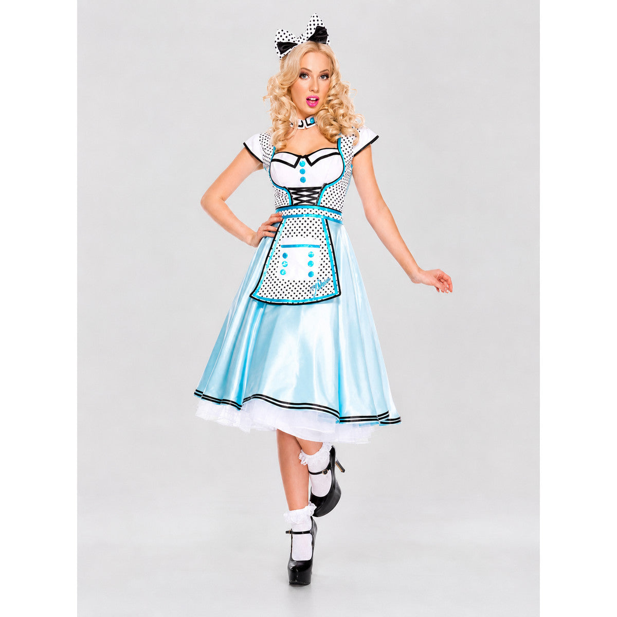 Alice Costume Dress, Black-and-White Apron, Decorative Detail