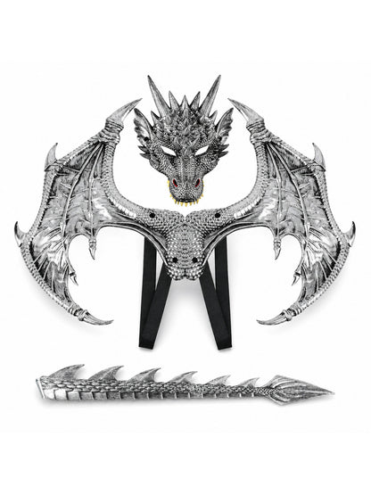 New Halloween Upgrade RP Ultra Light Children's Party Silver Dragon Mask Role main product view
