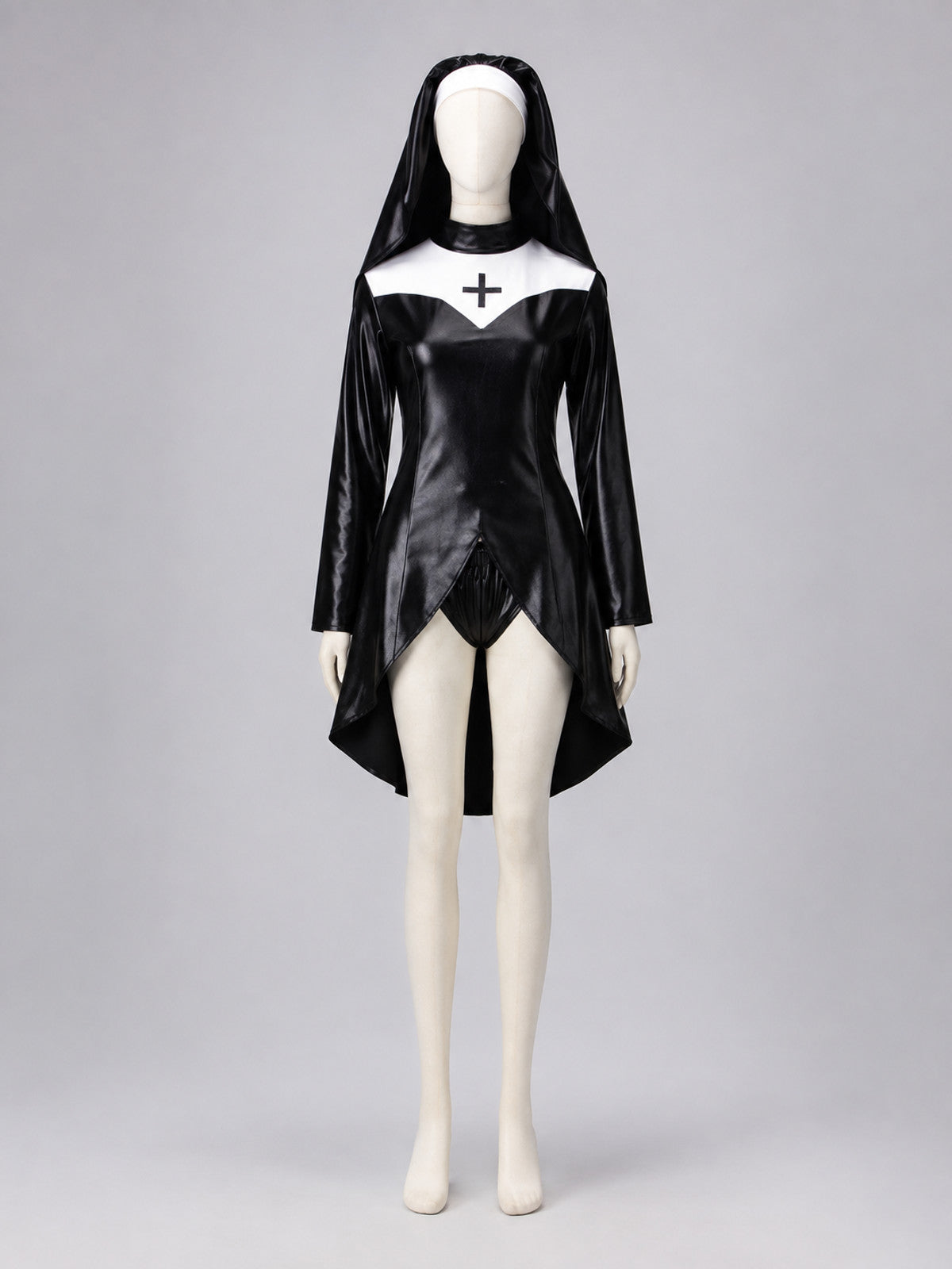 Gothic Costume with Headscarf and Shorts on-model view
