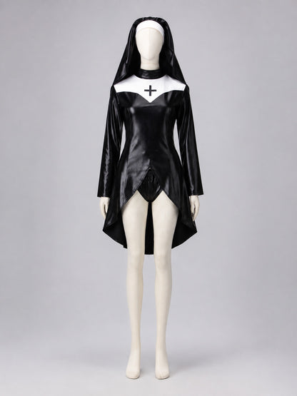 Gothic Costume with Headscarf and Shorts on-model view