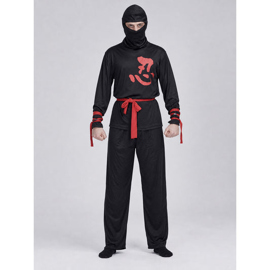 Black Ninja Costume for Cosplay and Halloween on-model view
