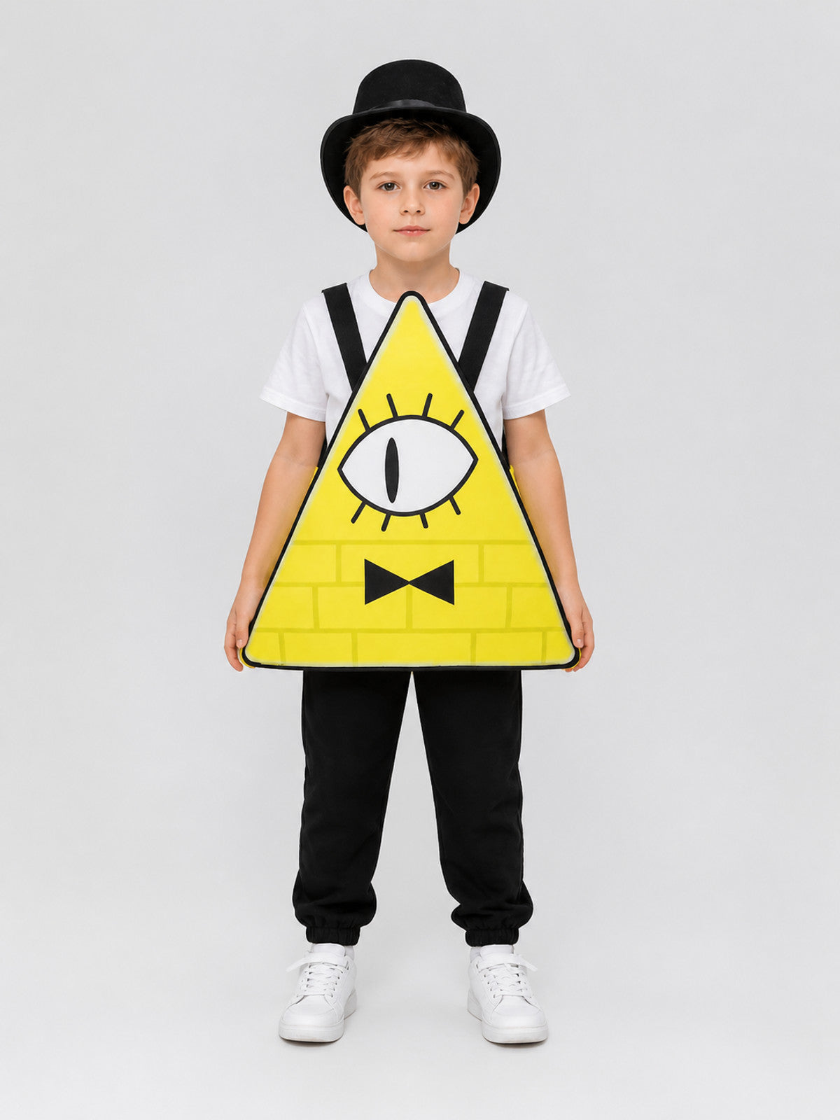 Bill Cipher Cosplay Costume: Triangular Look with Hat on-model view