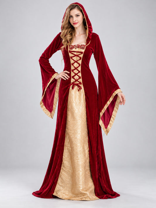 Vampire Costume Burgundy Hooded Dress