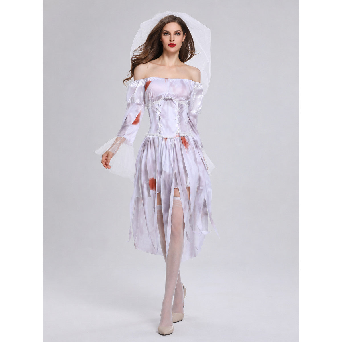 Halloween Cosplay Costume Dress with Veil