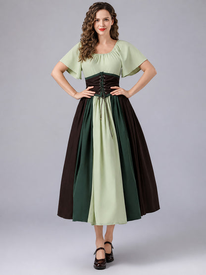 Medieval-Style Midi/Maxi Dress with Corset Belt on-model view