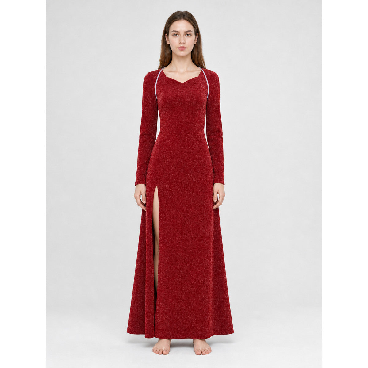 Shrek Cosplay Dress: Red Evening Maxi on-model view
