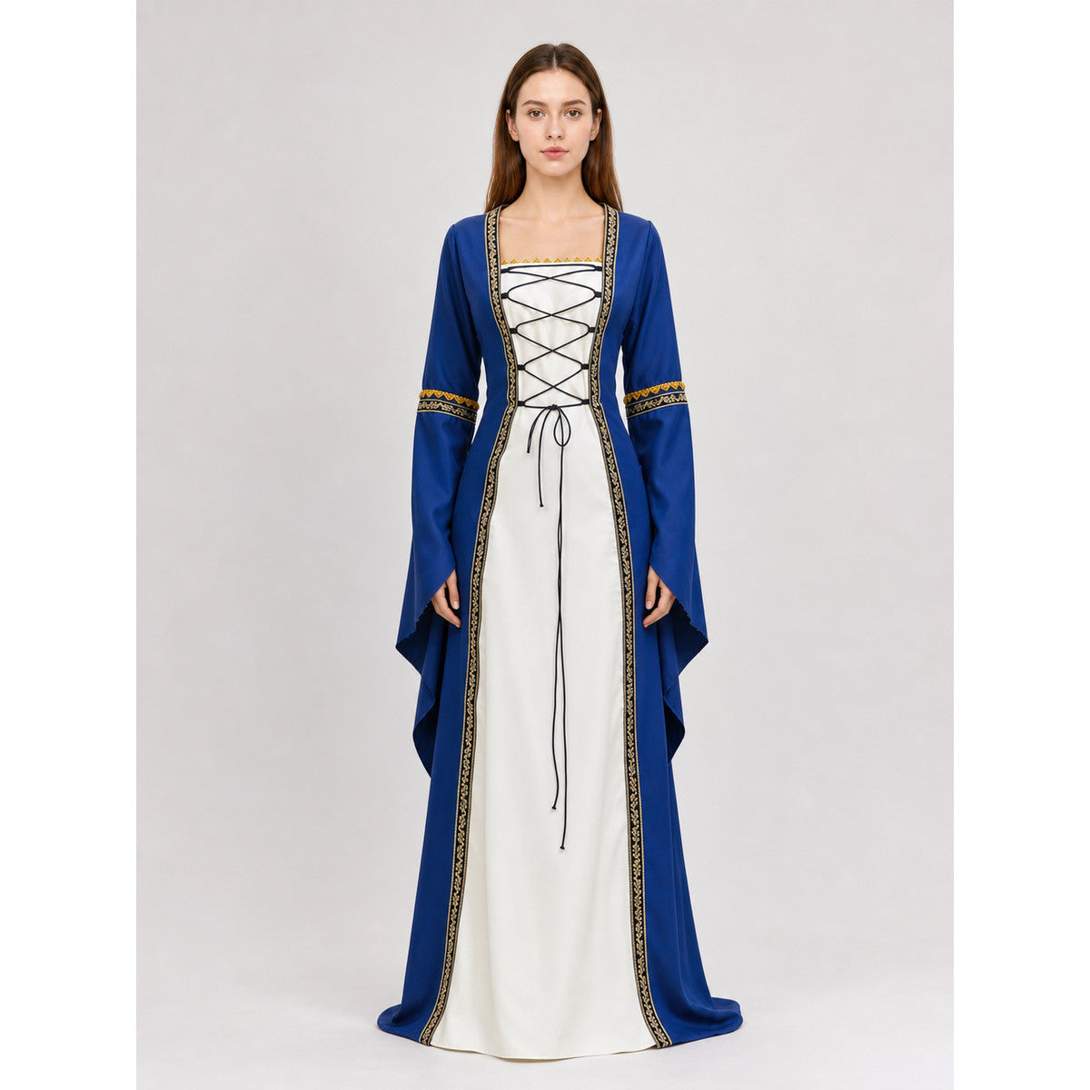 Medieval Dress with Lacing and Gold Trim