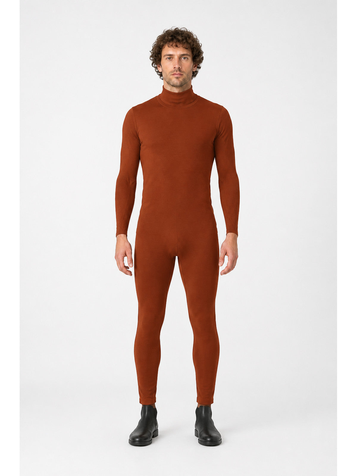 Brown Zentai Jumpsuit with Open Face