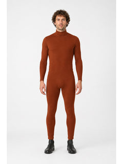 Brown Zentai Jumpsuit with Open Face