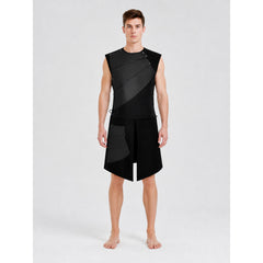 Sleeveless Asymmetrical Jumpsuit with Pocket in Black