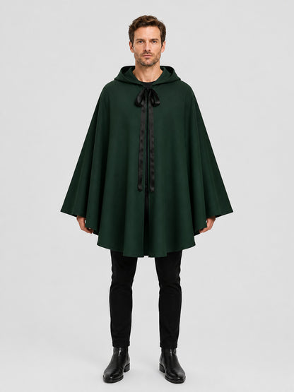 Death Cloak with Hood, Green, for Cosplay and Halloween on-model view