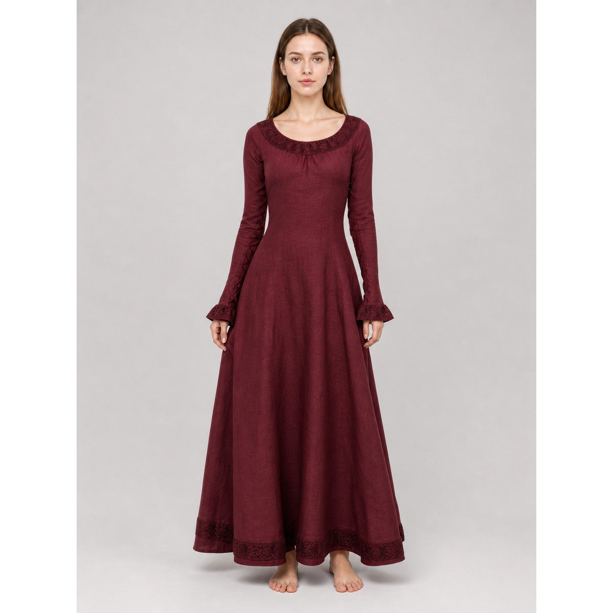 Long-Sleeve Maxi Dress in Medieval Style