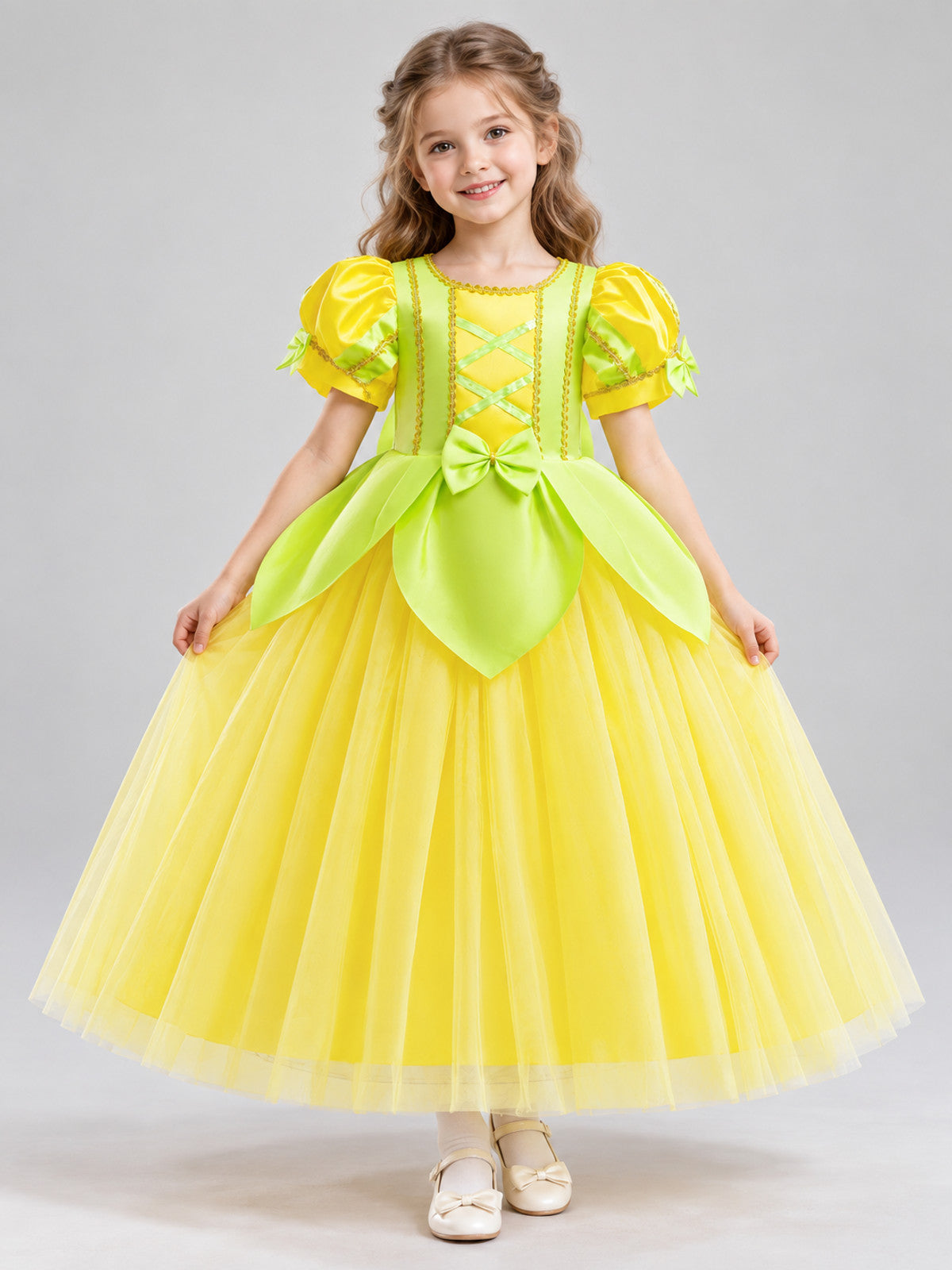 Kids' Costume Dress with Fluffy Skirt and Bow