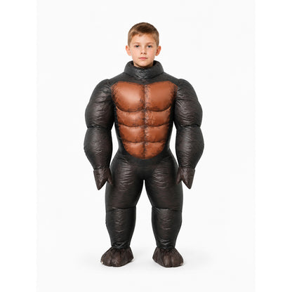 Inflatable One-Piece Gorilla Costume, Brown and Black front view