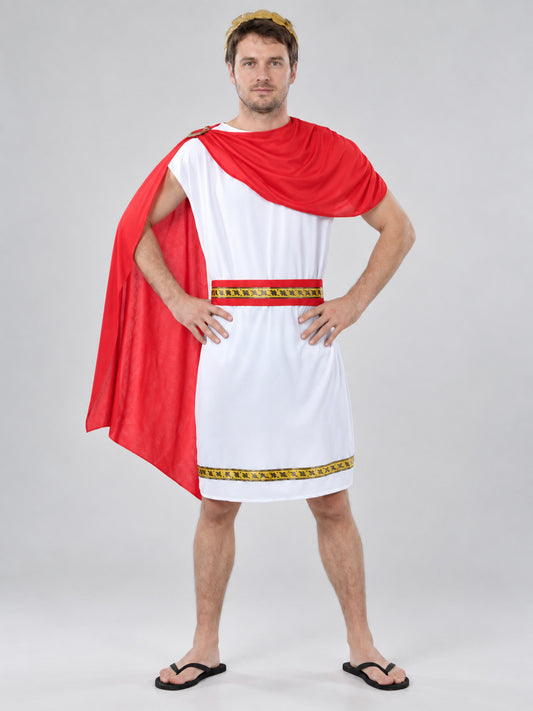 Ancient Greek Warrior Carnival Costume White with Cape
