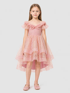 Sequin Princess Dress with Full Skirt and Ruffles